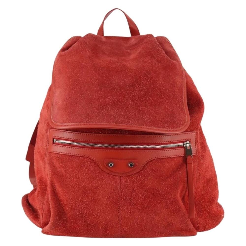 Balenciaga Suede Backpack Red